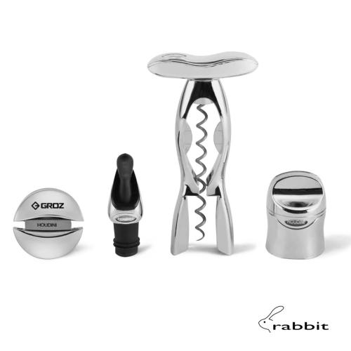 Corporate Recognition Gifts - Etched Barware - rabbit® Delux 4-PC Wine Tool Kit