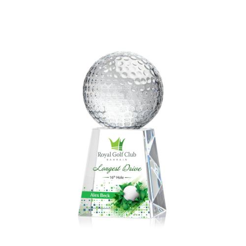 Corporate Awards - Golf Ball  Full Color Spheres on Celestina Crystal Award