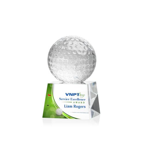 Corporate Awards - Golf Ball Full Color Spheres on Robson Crystal Award