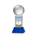 Golf Ball Full Color Blue on Stowe Spheres Crystal Award