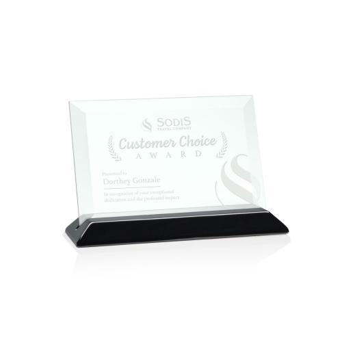 Corporate Awards - Embassy Jade/Black (Horiz) Rectangle Glass Award