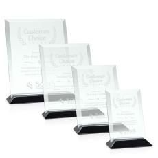 Employee Gifts - Embassy Jade/Black (Vert) Rectangle Glass Award