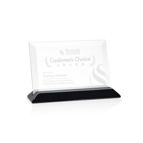 Corporate Awards - Embassy Starfire/Black (Horiz) Rectangle Crystal Award