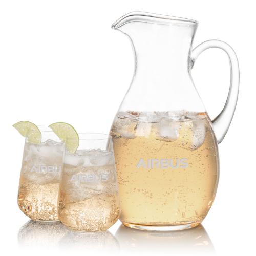Corporate Recognition Gifts - Etched Barware - Geneva Pitcher & Breckland Beverage