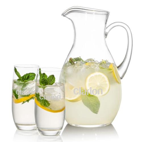 Corporate Recognition Gifts - Etched Barware - Geneva Pitcher & Charleston Beverage