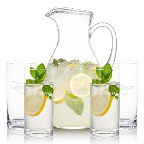 Corporate Recognition Gifts - Etched Barware - Geneva Pitcher & Stockton Beverage