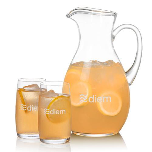 Corporate Recognition Gifts - Etched Barware - Geneva Pitcher & Valemount Beverage