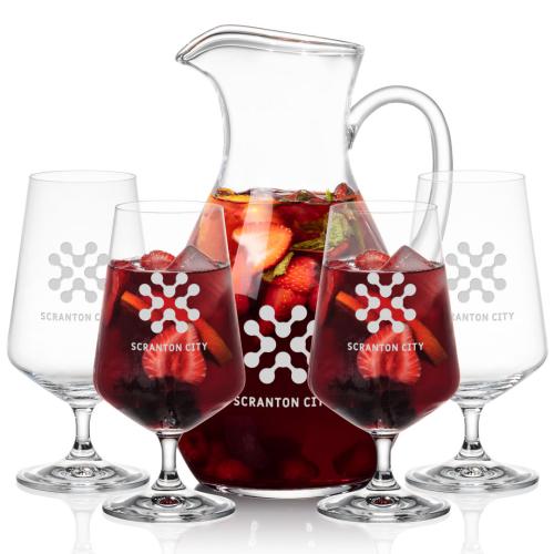 Corporate Recognition Gifts - Etched Barware - Geneva Pitcher & Breckland Cocktail