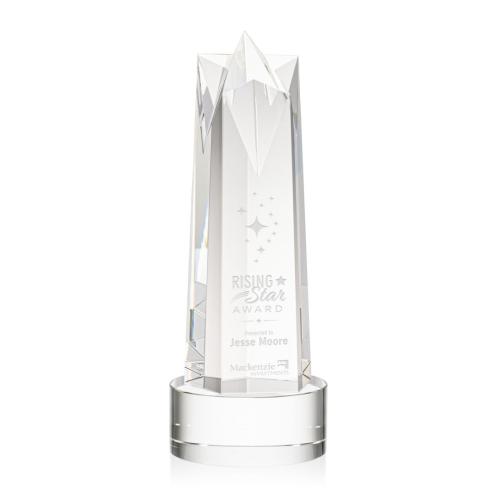 Corporate Awards - Crystal Awards - Crystal Pillar Awards - Ellesmere Star on Marvel Base - Clear