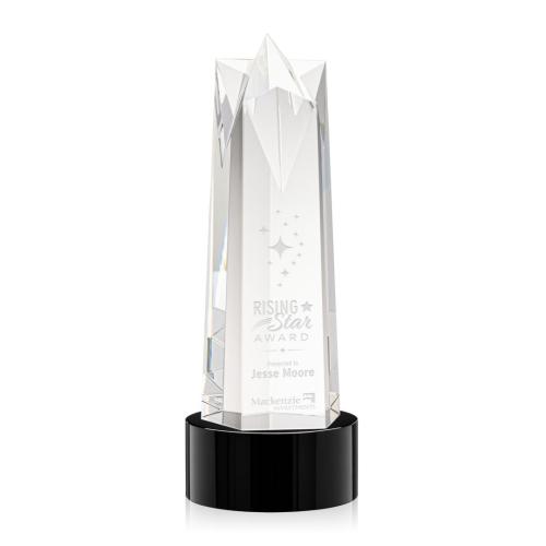 Corporate Awards - Crystal Awards - Crystal Pillar Awards - Ellesmere Star on Marvel Base - Black