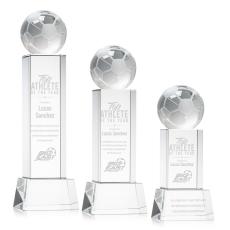 Employee Gifts - Soccer Ball Clear on Belcroft Base Spheres Crystal Award