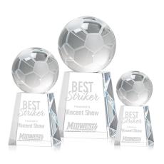 Employee Gifts - Soccer Ball Spheres on Celestina Base Crystal Award