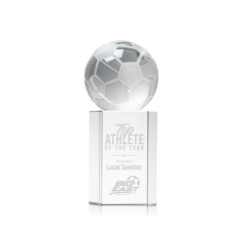 Corporate Awards - Soccer Ball Spheres on Dakota Base Crystal Award