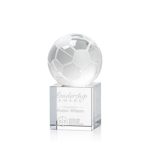 Corporate Awards - Soccer Ball Spheres on Granby Base Crystal Award