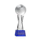 Soccer Ball Blue on Grafton Base Spheres Crystal Award