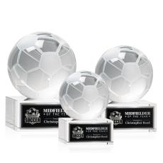 Employee Gifts - Soccer Ball Spheres on Hancock Base Crystal Award