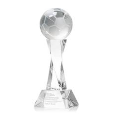 Employee Gifts - Soccer Ball Clear on Langport Base Spheres Crystal Award