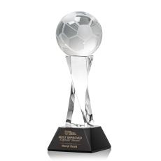 Employee Gifts - Soccer Ball Black on Langport Base Spheres Crystal Award