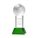 Soccer Ball Green on Stowe Base Spheres Crystal Award