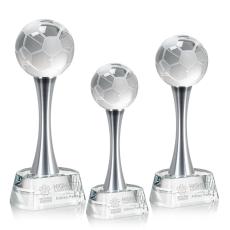 Employee Gifts - Soccer Ball Spheres on Willshire Base Crystal Award