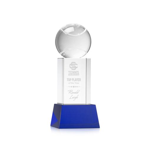 Corporate Awards - Tennis Ball Blue on Belcroft Base Spheres Crystal Award