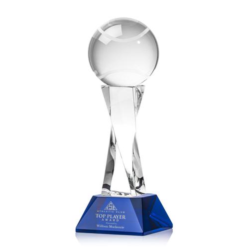 Corporate Awards - Tennis Ball Blue on Langport Base Spheres Crystal Award