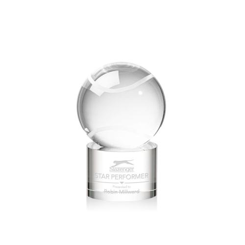 Corporate Awards - Tennis Ball Spheres on Marvel Base Crystal Award