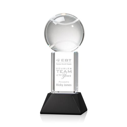 Corporate Awards - Tennis Ball Black on Stowe Base Spheres Crystal Award