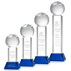 Employee Gifts - Tennis Ball Blue on Stowe Base Spheres Crystal Award