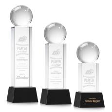 Employee Gifts - Baseball Black on Belcroft Base Spheres Crystal Award