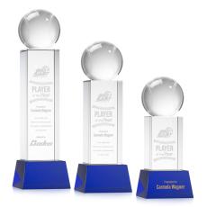 Employee Gifts - Baseball Blue on Belcroft Base Spheres Crystal Award