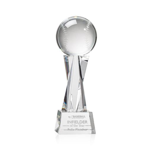 Corporate Awards - Baseball Clear on Grafton Base Spheres Crystal Award
