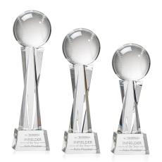 Employee Gifts - Baseball Clear on Grafton Base Spheres Crystal Award