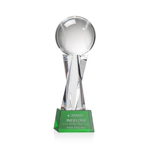 Corporate Awards - Baseball Green on Grafton Base Spheres Crystal Award