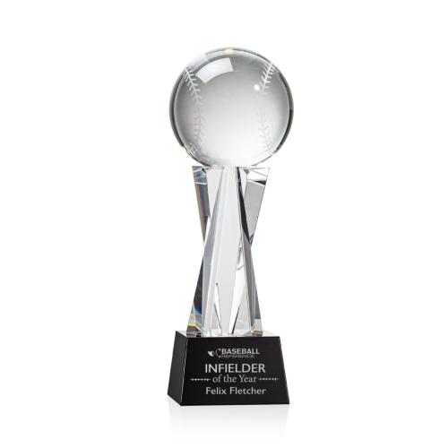 Corporate Awards - Baseball Black on Grafton Base Spheres Crystal Award