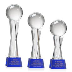 Employee Gifts - Baseball Blue on Grafton Base Spheres Crystal Award