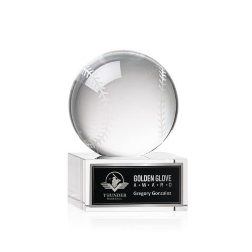 Corporate Awards - Baseball Spheres on Hancock Base Crystal Award