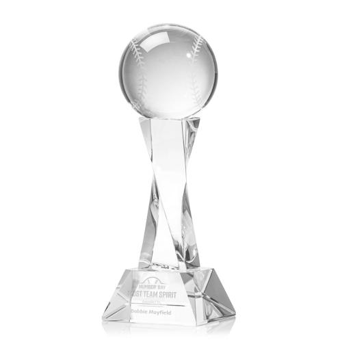 Corporate Awards - Baseball Clear on Langport Base Spheres Crystal Award