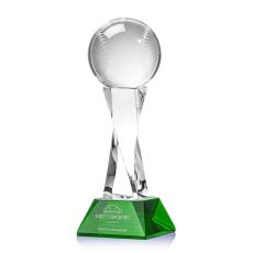 Employee Gifts - Baseball Green on Langport Base Spheres Crystal Award