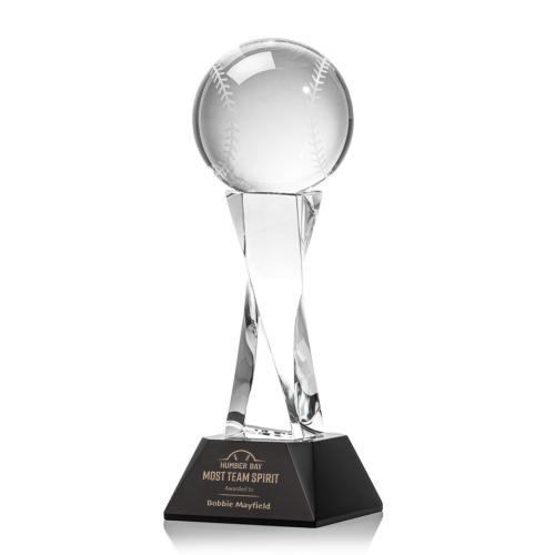 Corporate Awards - Baseball Black on Langport Base Spheres Crystal Award