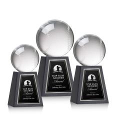 Employee Gifts - Baseball Spheres on Tall Marble Base Crystal Award