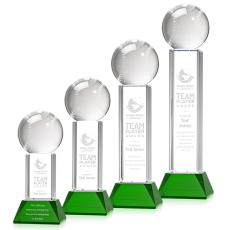 Employee Gifts - Baseball Green on Stowe Base Spheres Crystal Award