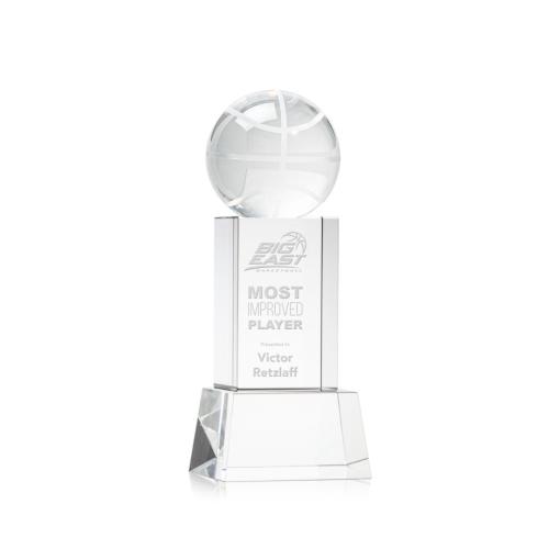 Corporate Awards - Basketball Clear on Belcroft Base Spheres Crystal Award