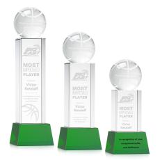Employee Gifts - Basketball Green on Belcroft Base Spheres Crystal Award