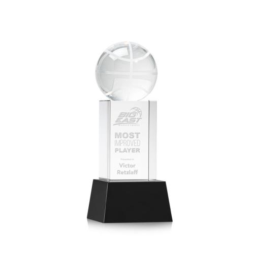 Corporate Awards - Basketball Black on Belcroft Base Spheres Crystal Award
