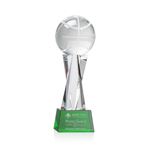 Corporate Awards - Basketball Green on Grafton Base Spheres Crystal Award