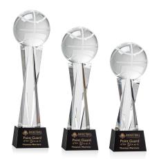 Employee Gifts - Basketball Black on Grafton Base Spheres Crystal Award