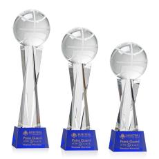 Employee Gifts - Basketball Blue on Grafton Base Spheres Crystal Award