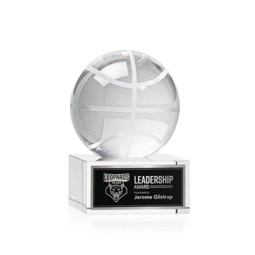 Corporate Awards - Basketball Spheres on Hancock Base Crystal Award