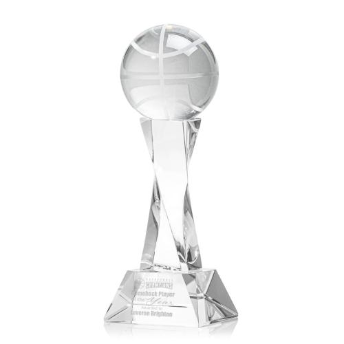 Corporate Awards - Basketball Clear on Langport Base Spheres Crystal Award
